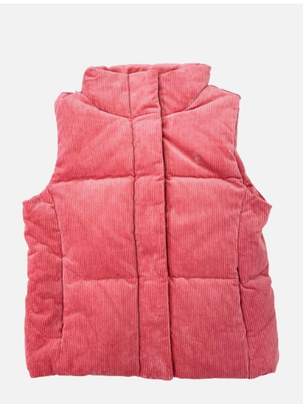 EUC Polo Ralph Lauren Girls Stretch Corduroy Down Puffer Vest Dusty Rose M-8/10
